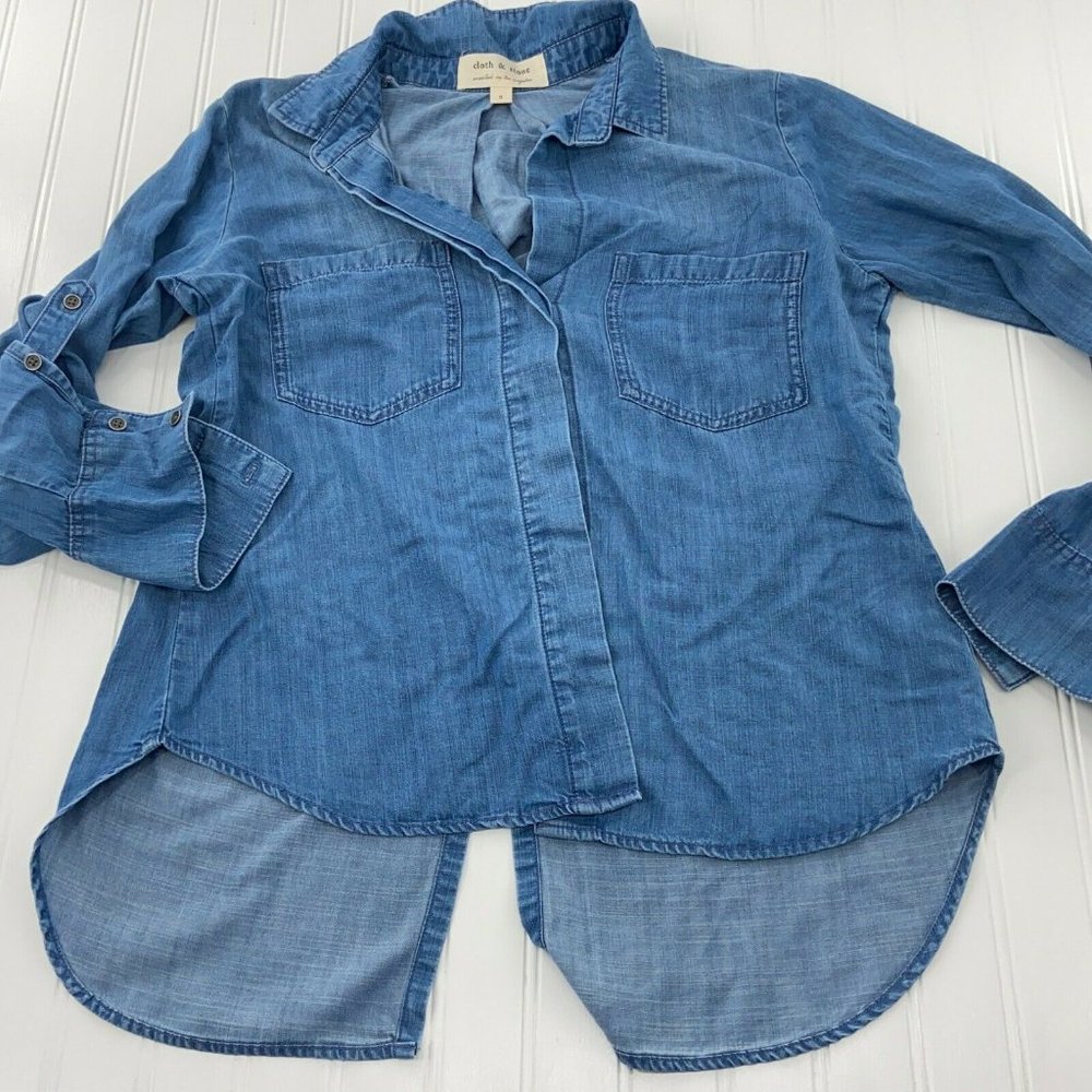 Cloth & Stone Womens Chambray Button Up Tunic S